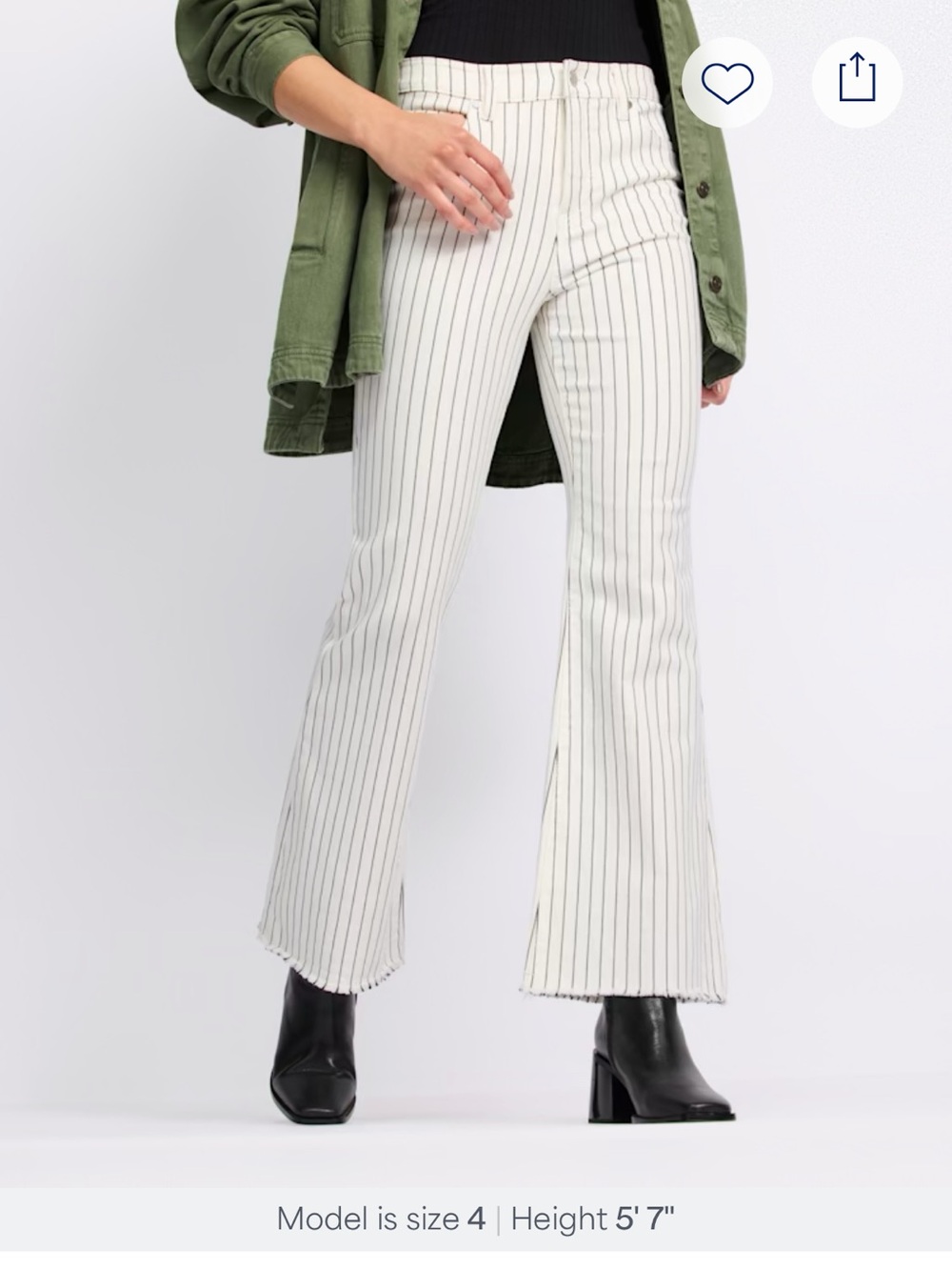 Hannah Flare Fray Hem Striped White Flare Pants - Women's